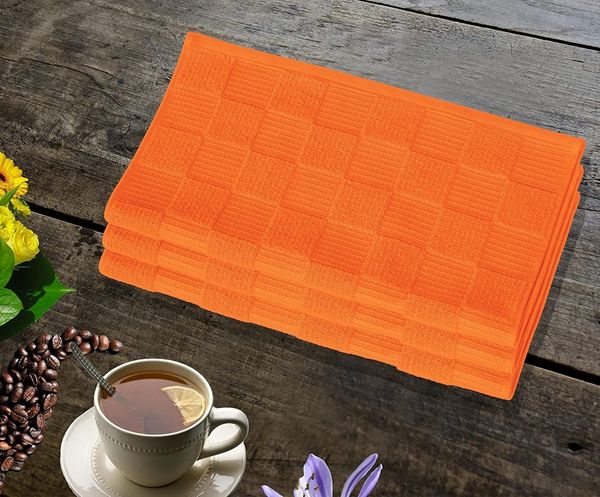 Lashuma Geschirrtuch Lissabon, (Set, 3-tlg), Weiche Trockentücher 50x50 cm orange