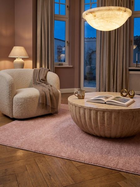 KADIMA DESIGN Teppich MAIN Wohnzimmer Schlafzimmer Waschbar Wohnzimmerteppich Esszimmer, Rechteckig, Höhe: 13 mm, Rosa, 200x290 cm, Strapazierfähig Modern Einfarbig Waschbar