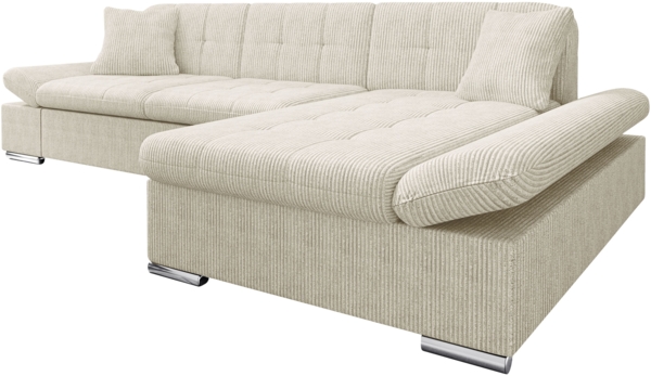 'Malwi' Ecksofa Cord, Beige, 76 x 161 x 278 cm, Rechts