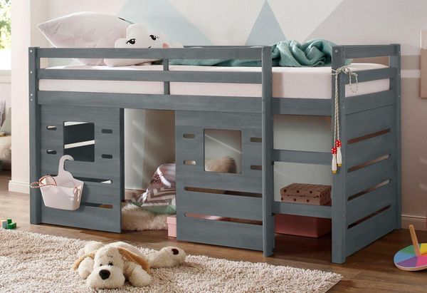 OTTO home Hochbett Alpi aus Kiefernholz, inklusive Leiter und Panel, Außenmaßenbreite 103 cm