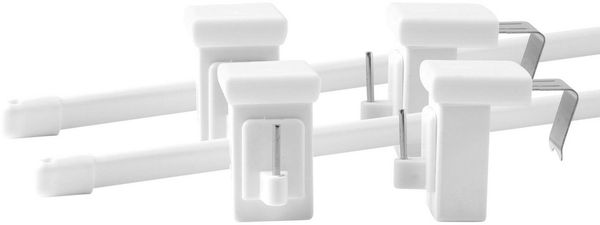 Deco-Raum Vitragenstange mit drehbaren Klemmträgern, Ø 10 mm, 1-läufig, ausziehbar, geklemmt, kein Bohren, Metall-Kunststoff, Komplett-Set