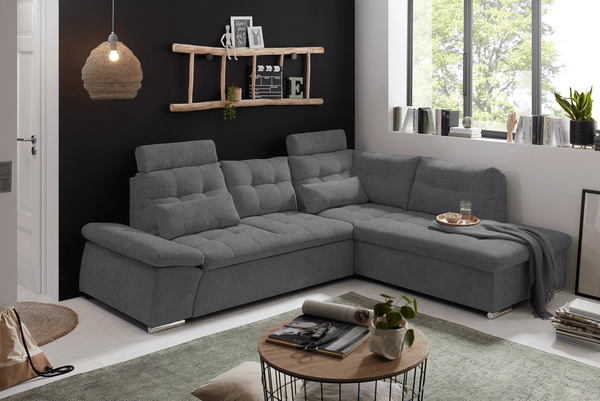 Ecksofa Medan Anthrazit von Ed Exciting Design – Modernes Sofa mit Schlaffunktion & Glow Mikrofaser