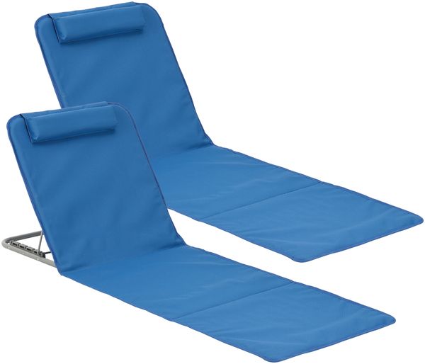 en. casa 'Donostia' Strandmatte, 2er Set, Stahl/Polyester Blau, 143x48 cm