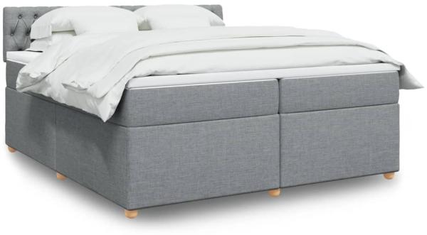 vidaXL Boxspringbett mit Matratze Hellgrau 200x200 cm Stoff 3289094