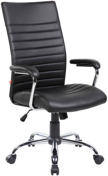 Dmora Stuhl mit Rädern Basciano, Präsidentensessel mit Armlehnen, ergonomischer Bürostuhl, 63x65h108/118 cm, Schwarz