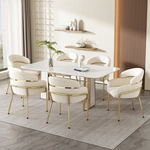 Flieks Polsterstuhl (Set, 6 St), 6er Set Esszimmerstühle Armlehnstühle Schminkstuhl Wohnzimmer Samt
