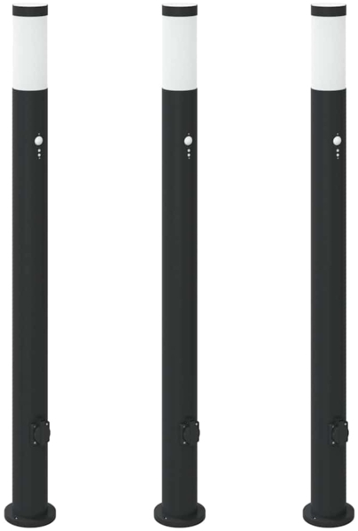 vidaXL Pollerleuchten mit Sensor&Steckdose 3er 110 cm Edelstahl IP44 4006046