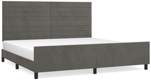 vidaXL Bettgestell mit Kopfteil Samt Dunkelgrau 200x200 cm, Härtegrad: H2 [3125837] Bild 2