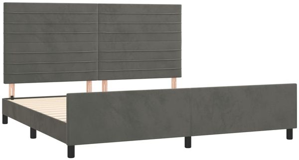 vidaXL Bettgestell mit Kopfteil Samt Dunkelgrau 200x200 cm, Härtegrad: H2 [3125837] Bild 4