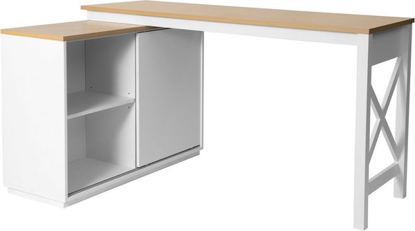 OTTO home Eckschreibtisch SILBA, mit Schiebetür, Breite: 140 cm, auch als Sideboard nutzbar