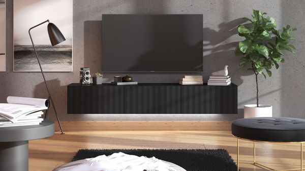 INOSIGN Lowboard Antibes TV-Lowboard, Breite 192/154 cm, TV-Schrank, TV-Kommode, Front in 3D-Optik, Push-To-Open-Funktion