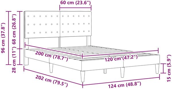 vidaXL Bettrahmen mit Kopfteil Taupe 120 x 200 cm Stoff 42027789 Bild 9