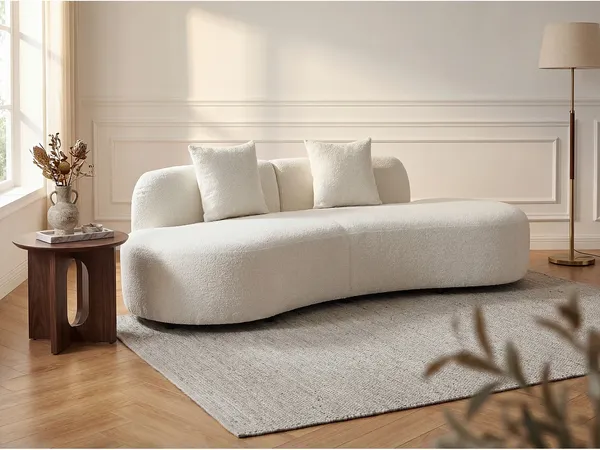Vente-unique - BASILIANA Sofa Stoff Weiß - B 80 cm x H 76 cm x L 230 cm