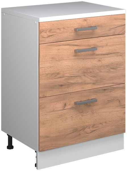 Erweiterungskommode Rion Goldkraft Eiche/Weiß 60 x 46 cm ohne Schräge mit 3 Schubladen Vicco