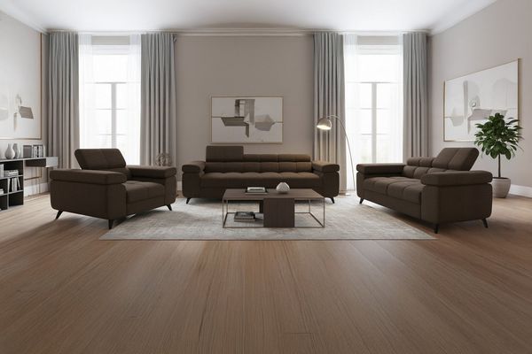 M-Punkt24 Polstergarnitur Sofa 3-2-1 mit Schlaffunktion, (Samtstoff Silbergrau Bigsofa, mit Kopfteilverstellung / Rückenverstellung, Samt-Bezug), bestehend aus 3-Sitzer, 2-Sitzer, Sessel