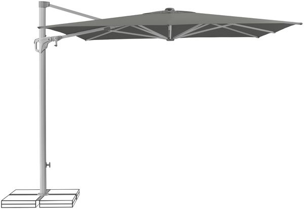 Suncomfort by Glatz Sonnenschirm / Ampelschirm "Familyflex 250 x 250", stone grey, 250 x 250 cm