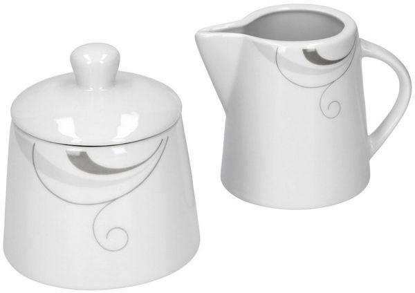 van Well Milch- und Zuckerset Kaffeeergänzungsset Milchkännchen & Zuckerdose Portofino, Porzellan