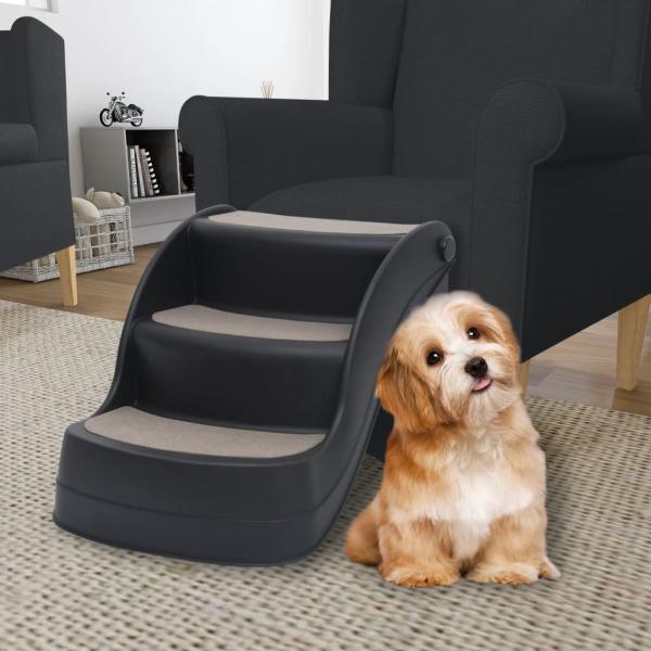 vidaXL Hundetreppe mit 3 Stufen Klappbar Schwarz 171173