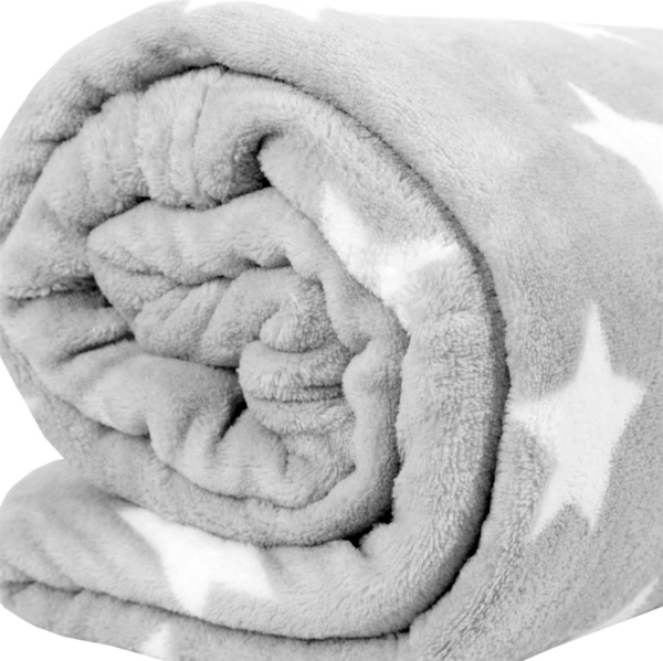 Kuscheldecke XXL (150x200 cm) - Hellgrau - Flauschdecke Microfaser-Decke mit Sternen-Muster, große weiche Wohn-Decke zum kuscheln Bild 5