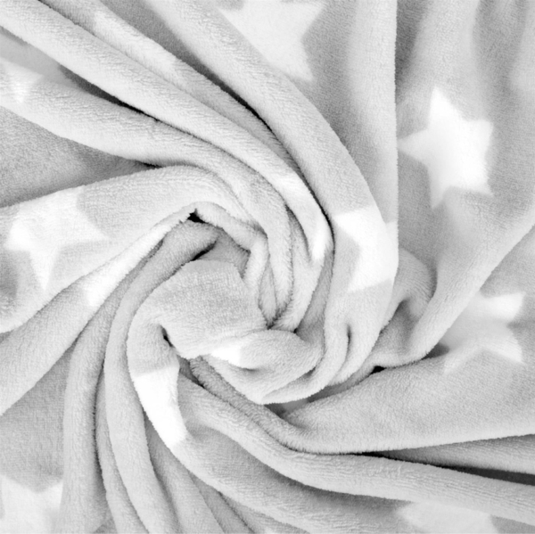 Kuscheldecke XXL (150x200 cm) - Hellgrau - Flauschdecke Microfaser-Decke mit Sternen-Muster, große weiche Wohn-Decke zum kuscheln Bild 8