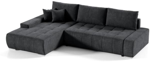 Ecksofa Sofa mit Schlaffunktion VOGAR Stoff Aston Schwarz Ottomane Links