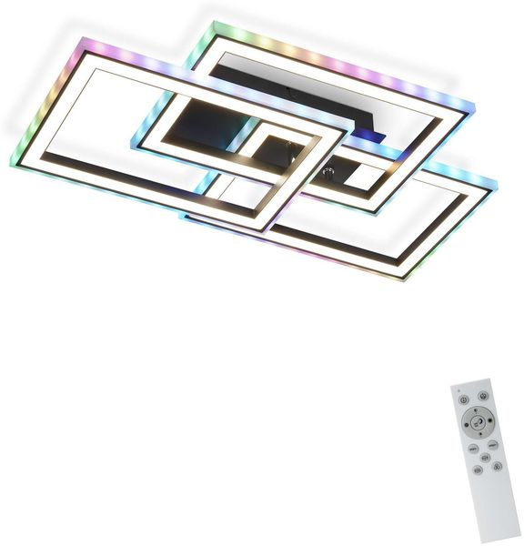 ZMH Deckenlampe LED Deckenleuchte Wohnzimmer - 45W Wohnzimmerlampe RGB Farbwechsel Schwarz Modern Schlafzimmerlampe Dimmbar mit Fernbedienung Flurlampe Schwenkbar Deckenlampen für Kinderzimmer