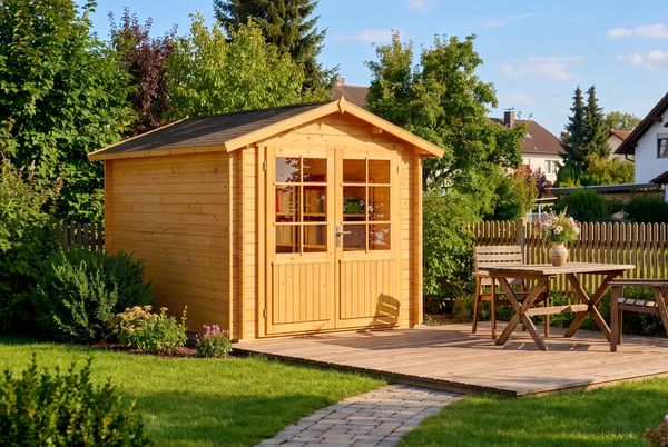 Alpholz Gartenhaus Bremen C Gerätehaus aus Holz in Pinie Geräteschrank mit 28 mm Wandstärke Gartenhaus mit Montagematerial
