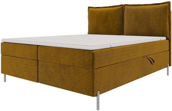 Boxspringbett Elysio - Cordstoff - gold - 160x200 cm