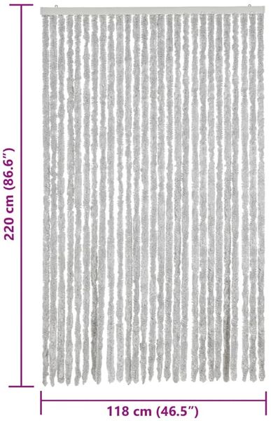 vidaXL Fliegenvorhang Grau 118x220 cm Chenille 4004884 Bild 7