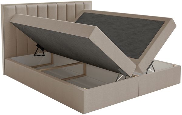 Selsey 'Togents' Boxspringbett 140x200 mit Stauraum und Topper, hydrophobe Chenille, braun Bild 4