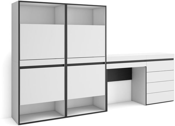 Skraut Home | Schuhregal, Schuhschrank | Schuhaufbewahrung | 247 x 145 x 35 cm | Für Schlafzimmer, Zimmer | Kommode mit Schubladen | Schminktisch | Moderner Stil | Weiß