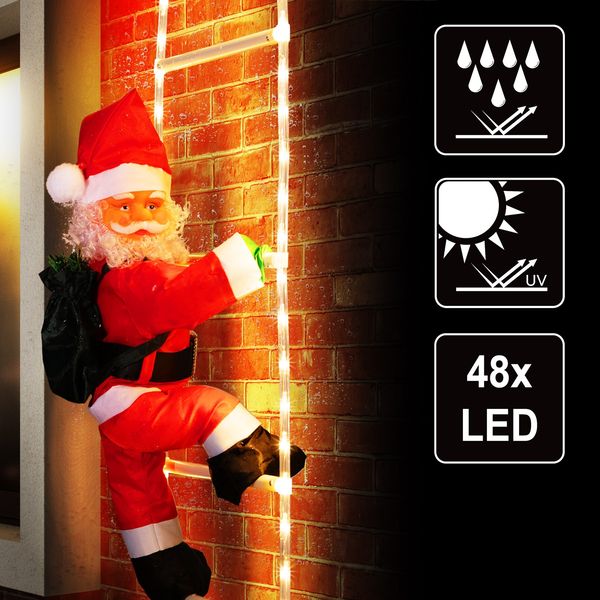 Deuba Weihnachtsmann auf Leiter / 48 LED
