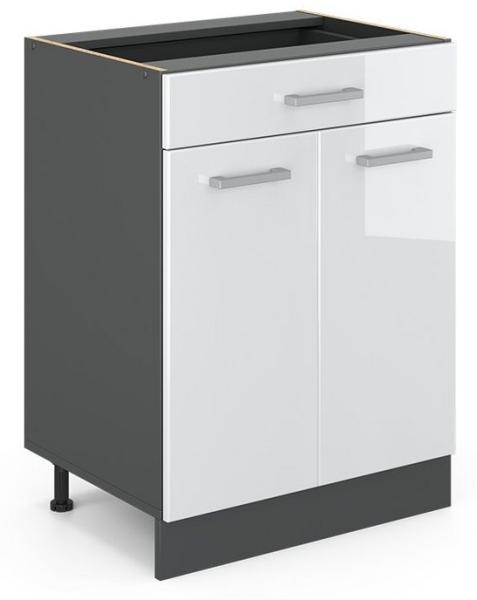 VICCO Küchenschrank R-Line Hängeschrank Unterschrank Küchenzeile Küchenunterschran Anthrazit (Weiß Hochglanz, Schubunterschrank 60cm)