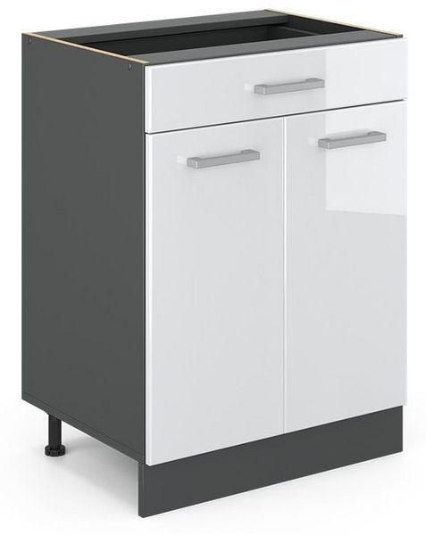Küchenunterschrank R-Line Weiß Hochglanz 60 cm mit Schublade, ohne Arbeitsplatte Vicco Bild 5