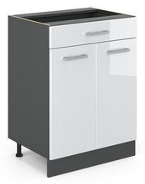 Küchenunterschrank R-Line Weiß Hochglanz 60 cm mit Schublade, ohne Arbeitsplatte Vicco Bild 6