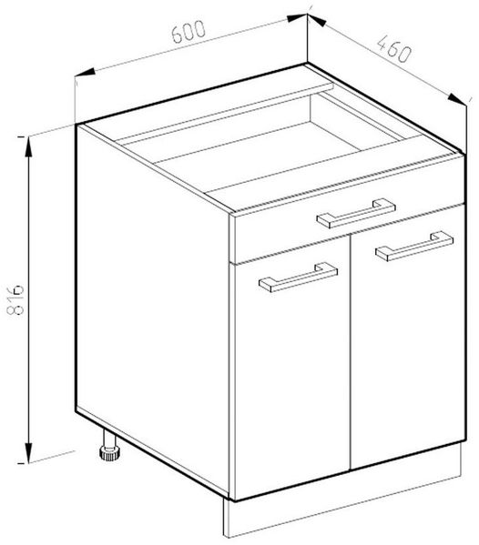 Küchenunterschrank R-Line Weiß Hochglanz 60 cm mit Schublade, ohne Arbeitsplatte Vicco Bild 2