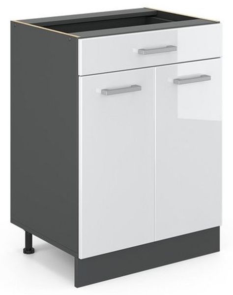 Küchenunterschrank R-Line Weiß Hochglanz 60 cm mit Schublade, ohne Arbeitsplatte Vicco Bild 4