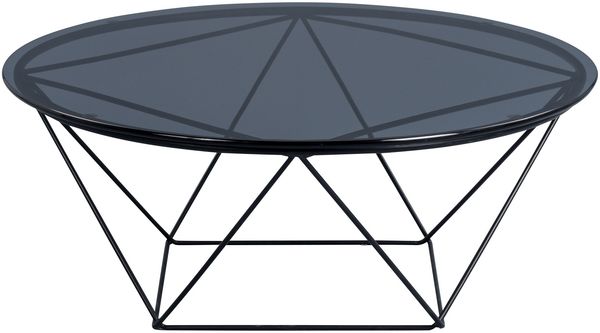 Couchtisch >Nario < Metall schwarz + Sicherheitsglas grau - 70cm Durchmesser, 36cm (H)