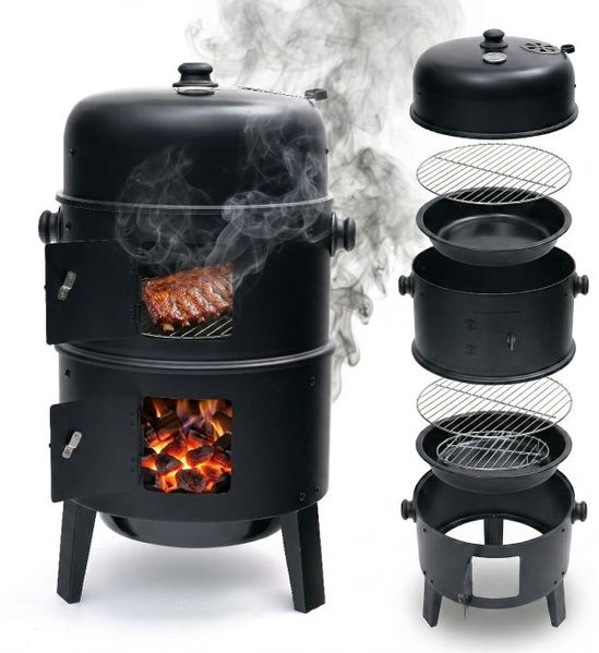 Relaxdays Smoker mit Deckel & Thermometer