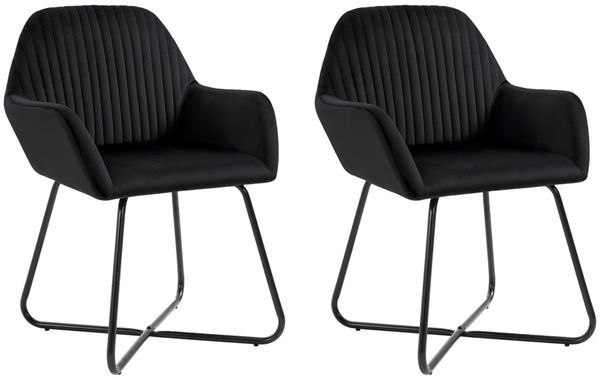 vidaXL Esszimmerstühle 2 Stk. Schwarz Samt [249805]