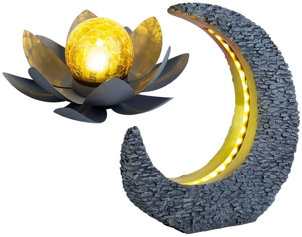 2x LED Solarleuchten Lotosblüte, Mondsichel