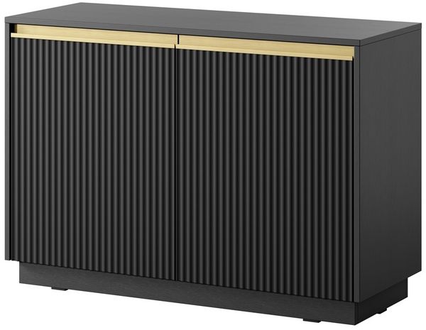 Bettso 'ROY' Kommode mit geriffelte Fronten, Holzwerkstoff Schwarz, 72x39x104 cm