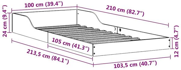 vidaXL Bettrahmen Wachsbraun 100 x 210 cm Massives Kiefernholz 873351 Bild 11