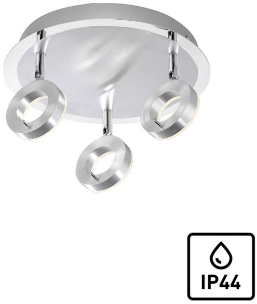 SILEDA Paul Neuhaus Deckenleuchte, aluminium matt 3xLED-Board 6W 3000K Badleuchte, IP4410935