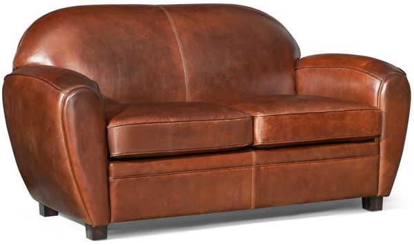 Clubsofa 2-Sitzer Art Deco Leder Vintage-Cigar