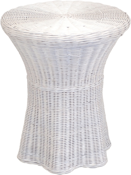 Beistelltisch "Babett" aus Rattan, handgeflochten, weiß