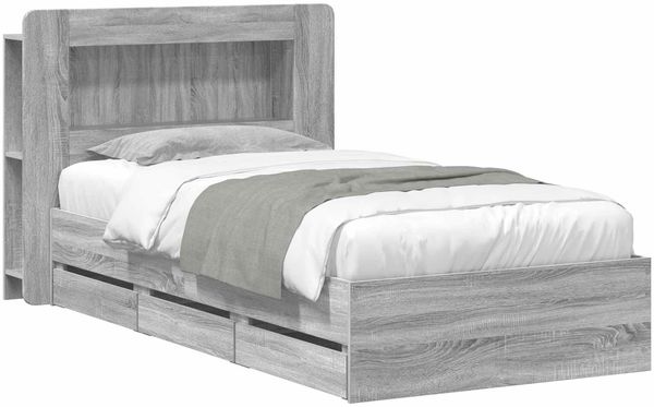 vidaXL Bettgestell mit Stauraum Grau Sonoma 100 x 200 cm Holzwerkstoff 3434012 Bild 2