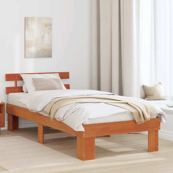vidaXL Bettrahmen Wachsbraun 90 x 190 cm Massives Kiefernholz 872466