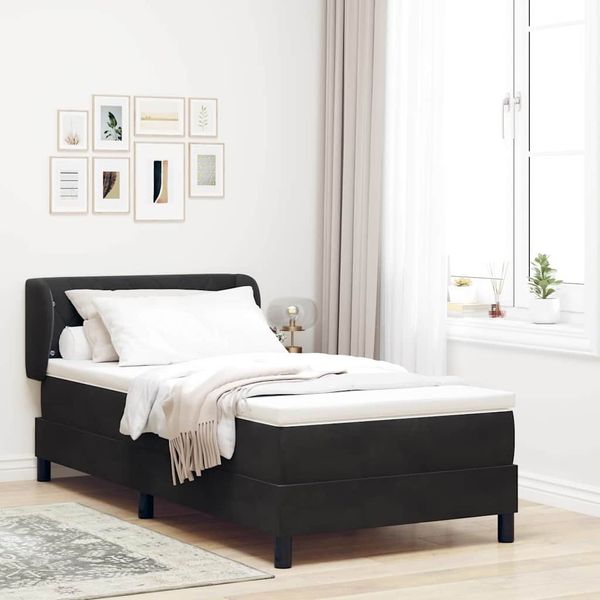 vidaXL Boxspringbett mit Kopfteil Schwarz 90 x 190 cm Samt 3340312
