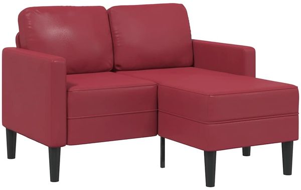 vidaXL 2-Sitzer-Sofa mit Chaiselongue L-Form Weinrot 125 cm Kunstleder 4107086